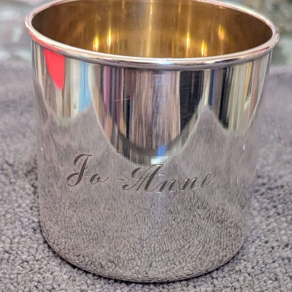 Vintage Silver Plated Christening Cup- Engraved With " Jo-Anne".